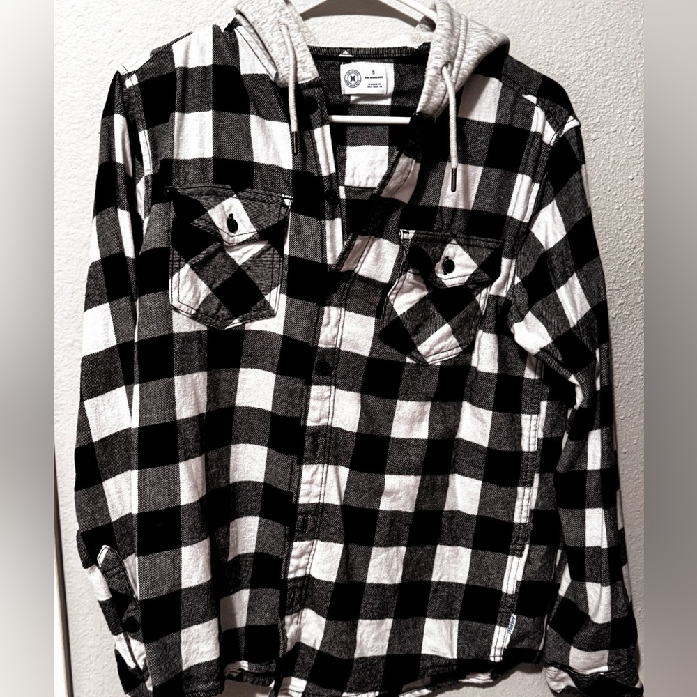 Hurley Black and White Plaid Men's Shirt